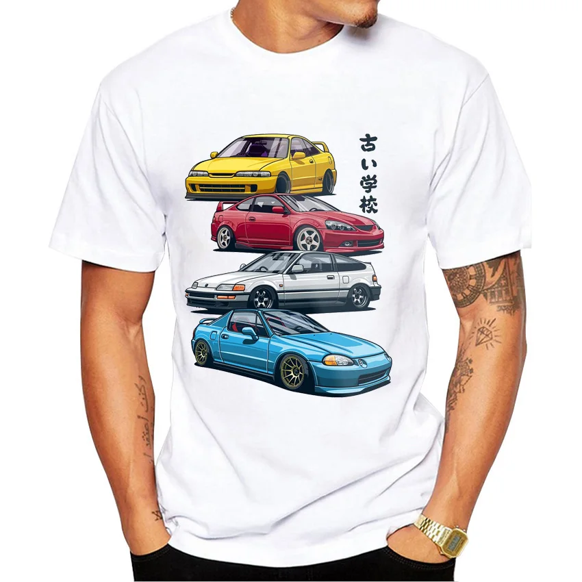 Mix Civic CRX Integra Car Print T-Shirt New Summer Fashion Men T-Shirts Boy Casual Tops Funny Tees White Short Sleeve