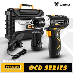 DEKO GCD12DU3 12V Max Household Power Tool Electric Screwdriver with LED Light Lithium Battery Cordless Drill for Woodworking