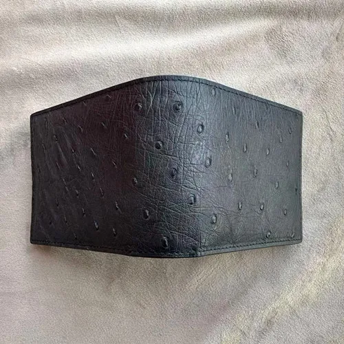 2025 New Ostrich Leather Men's Short Wallet Genuine Leather Wallets  Card Holder For Business And Leisure Small Wallet 45 - view 3