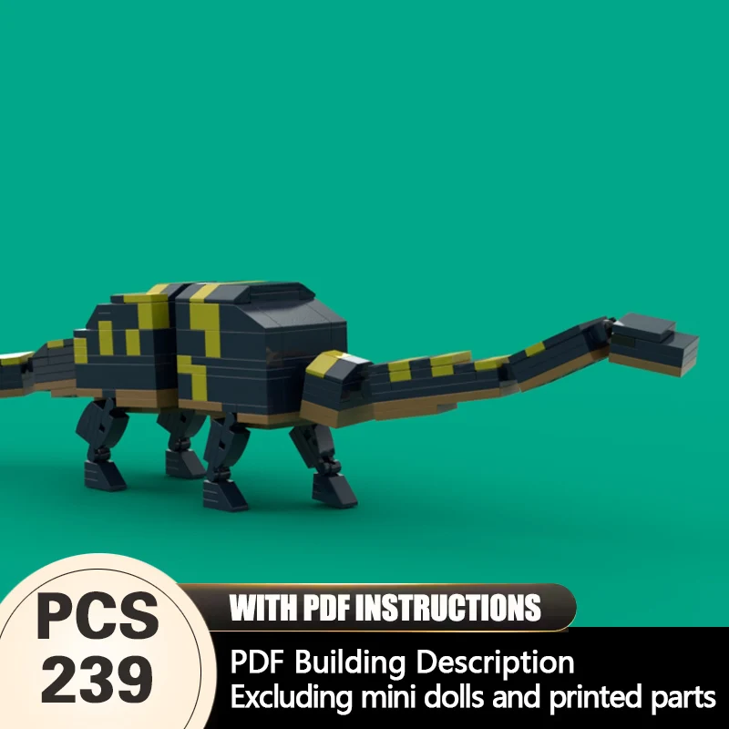 

Creators Animal Series Model MOC Building Bricks Black-Yellow Sauropod Modular Technology Gifts Holiday Assemble Children Toys