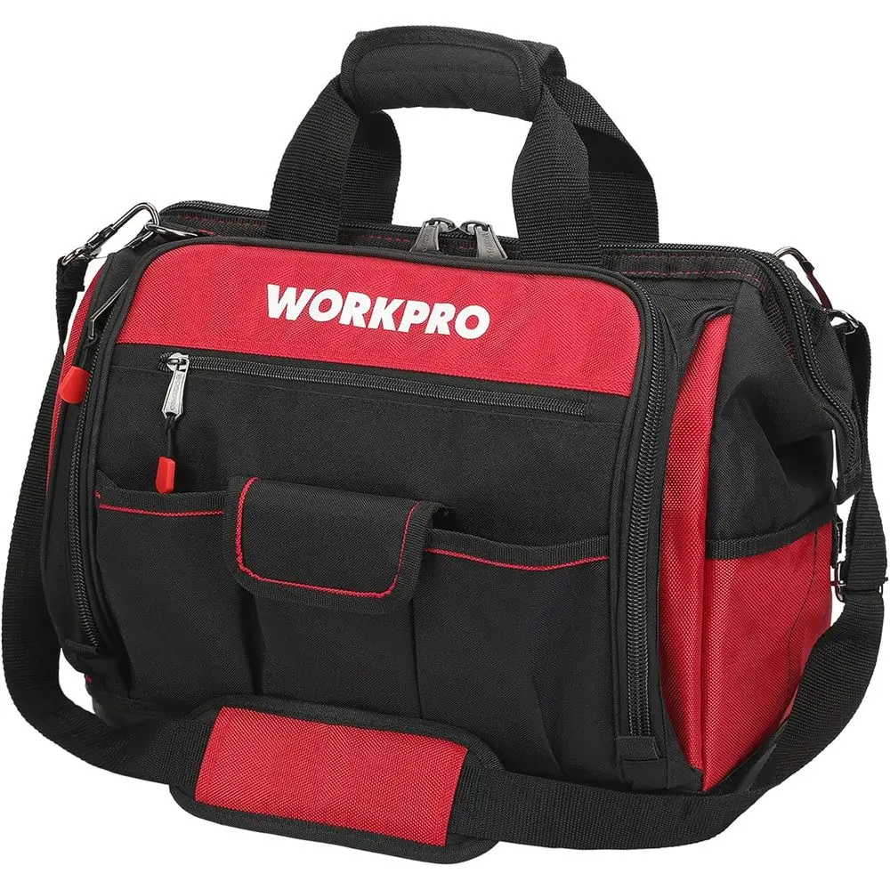 

16" Top Wide Mouth Tool Bag with Water Proo Rubber Base, Multi-Comparent, 46 kets, or Tool Organizer & Storage, W081122A