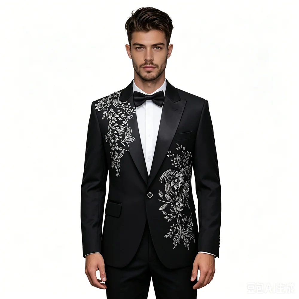 

Animal Print Man Suit Velvet Groom Tuxedos Shawl Lapel Groomsman Suit Custom Made Wedding Suit New Design Velvet Dinner Suit