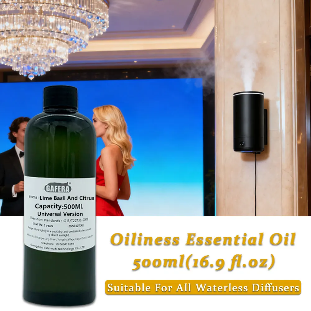 GAFERA 500ml(16.9 fl.oz) Lime Basil And Citrus Essential Oil - For Waterless Diffuser, Hotel Diffuser Replenish Aromatherapy Oil