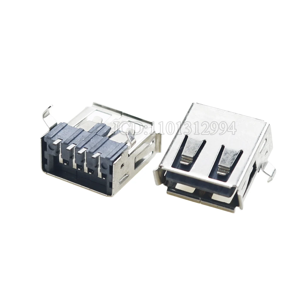 10pcs USB 2.0 Type A Female Jack Port 4Pin DIP Soldering Connector PCB Socket USB-A Type Right Angle