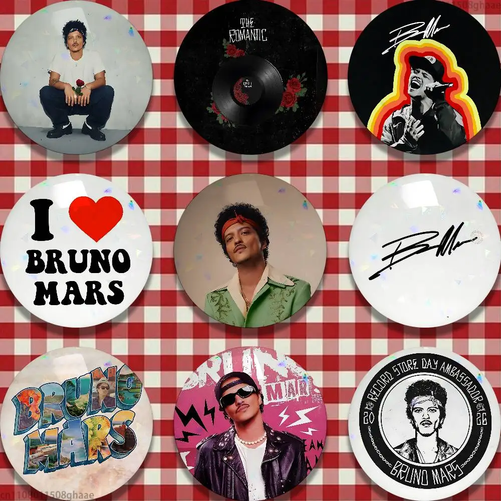 Singer Bruno mars The Romantic Laser  Pins 58mm Cute Cartoon Badge Handmade Brooches for Backpack Accessories Jewelry Gifts