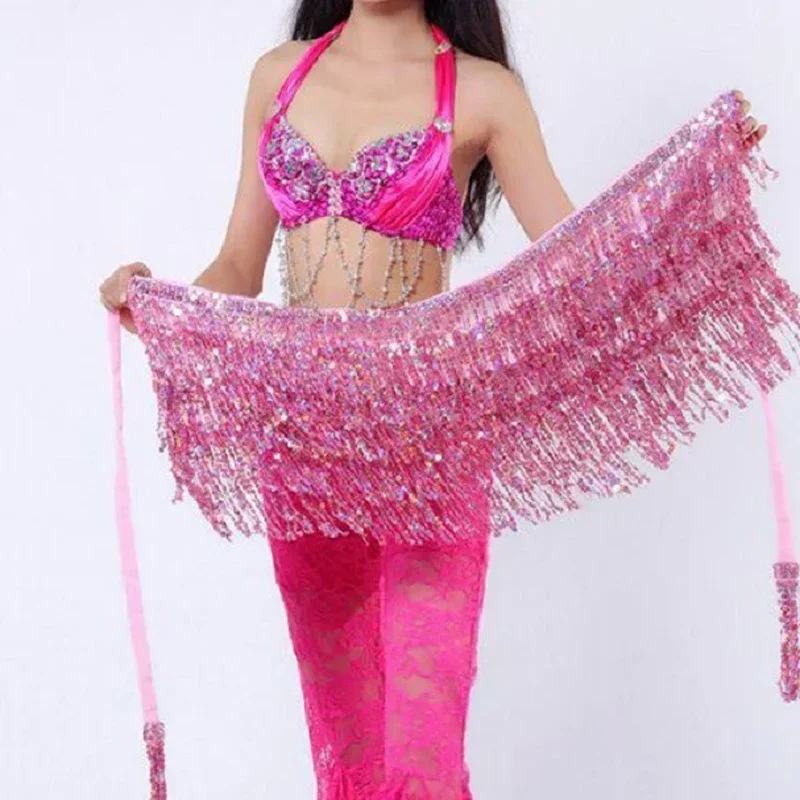 6 Colors Belly Dance Accessories Women Belly Dance Hip Scarf Tassel Sequins Belt Girls Belly Dance Belt