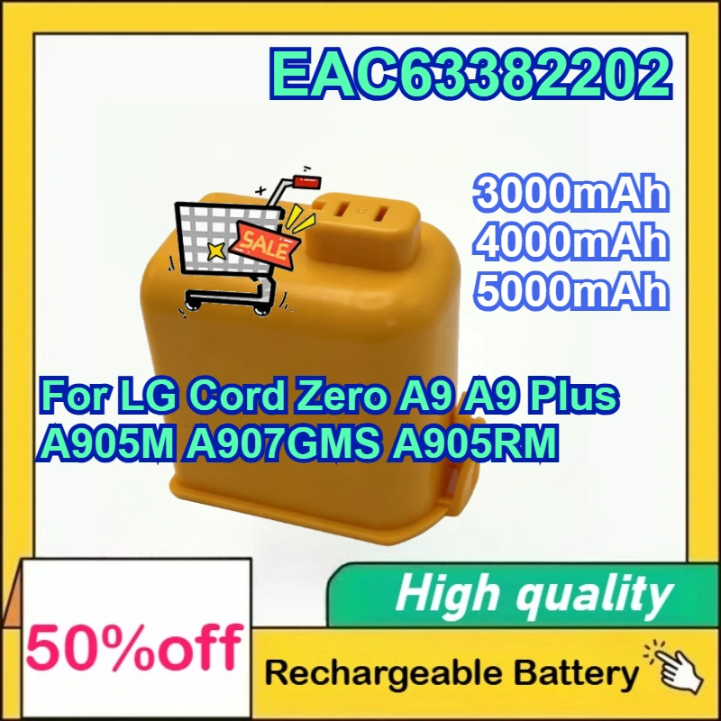 

EAC63382202 3000mAh 4000mAh 5000mAh Li-ion Vacuum Battery For LG Cord Zero A9 A9 Plus A905M A907GMS A905RM