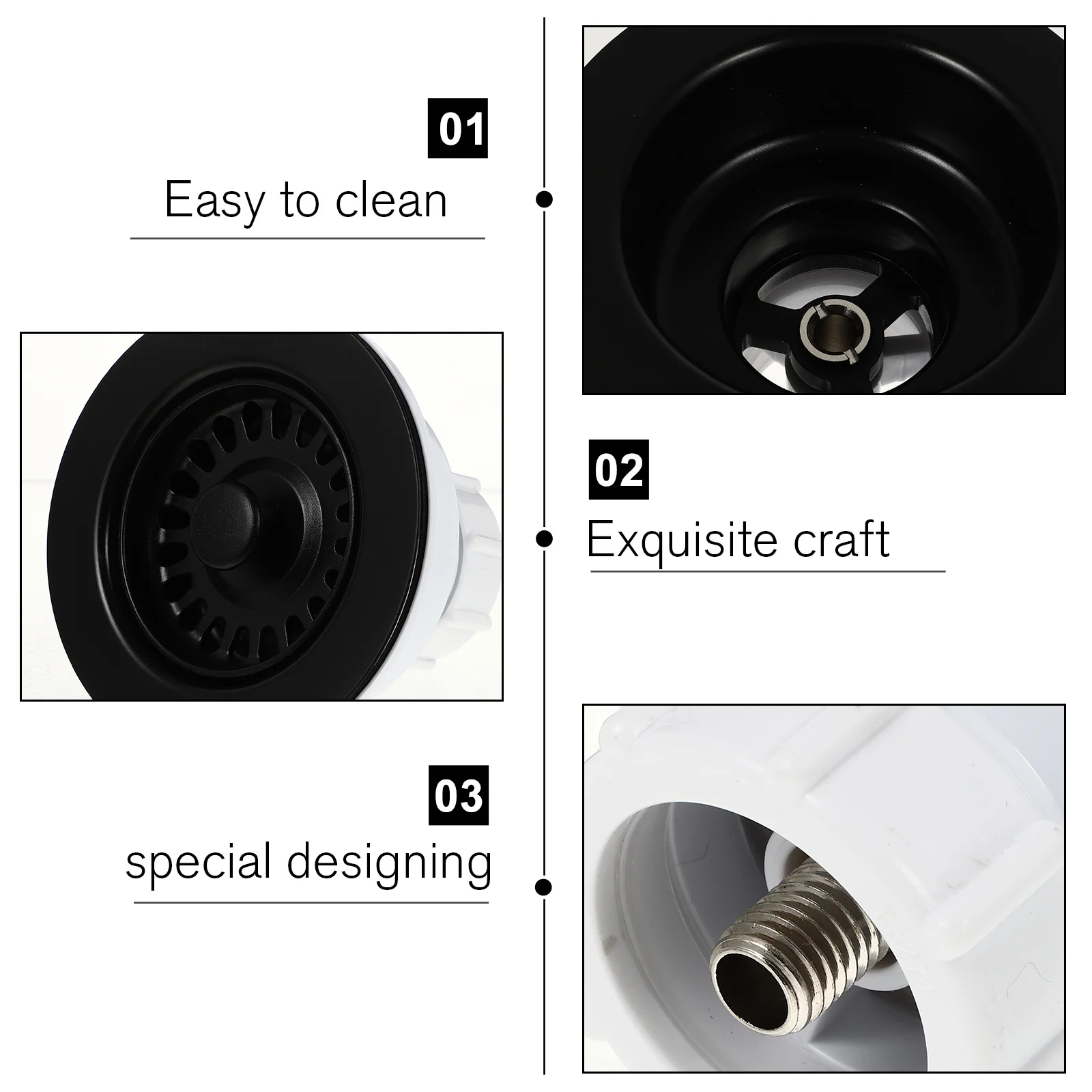 

Brass Sink Strainer Basket Kitchen Drain Stopper Bathroom Plug Filter Trough Quartz Water Long Screws Durable Non Rust Removable