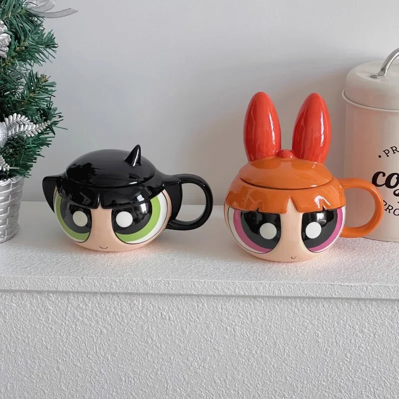 Cute Cartoon Blossom/‌‌‌Buttercup Water Cup Cartoon Ceramic Coffee Milk Cup The Powerpuff Girls Peripheral Office Home Mug