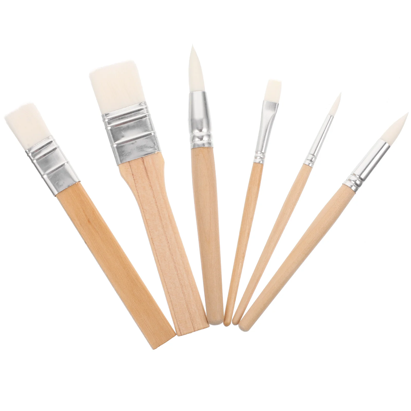 

6 Pcs Short Rod Brush Set Travel Watercolor Pens Paint Brushes Watercolour Painting Household Wooden Handle Glaze Beginner Kit