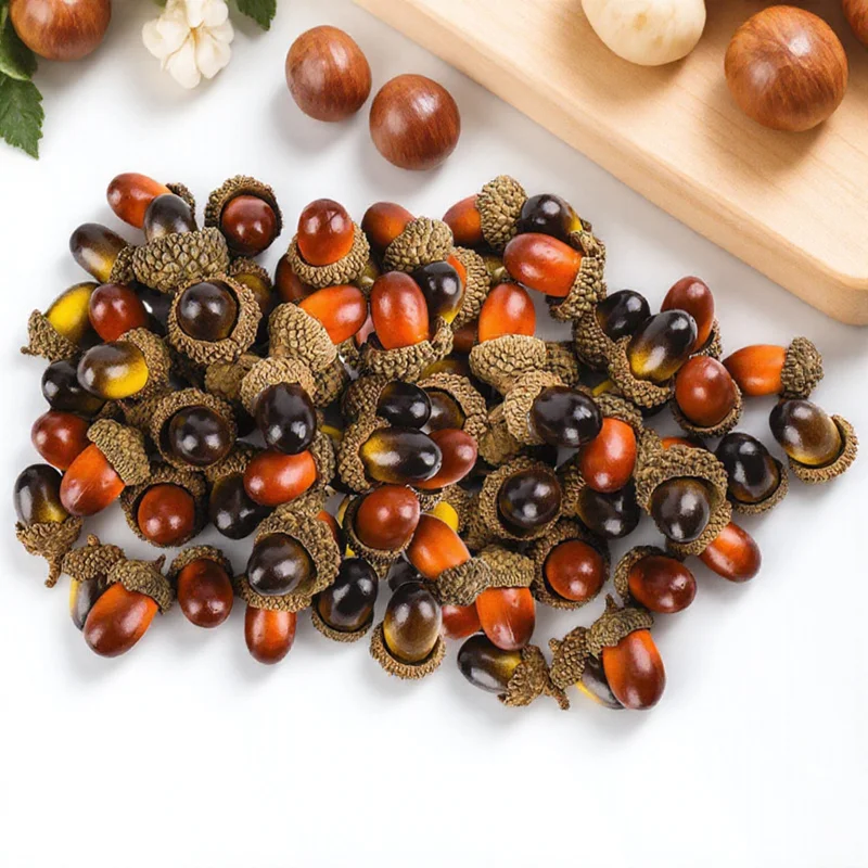 

50Pcs Simulation Acorns Reusable Plastic Xmas Tree Ornaments Artificial Acorn Decor DIY Christmas Garland Supplies