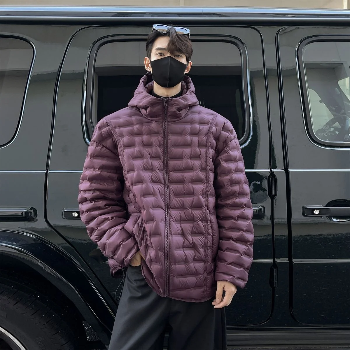 

Men's Lightweight Padded Jaet Winter Casual Sle Hooded Du down Coat Thin Rib Cage Design Loose Fit Warmth Outerwear