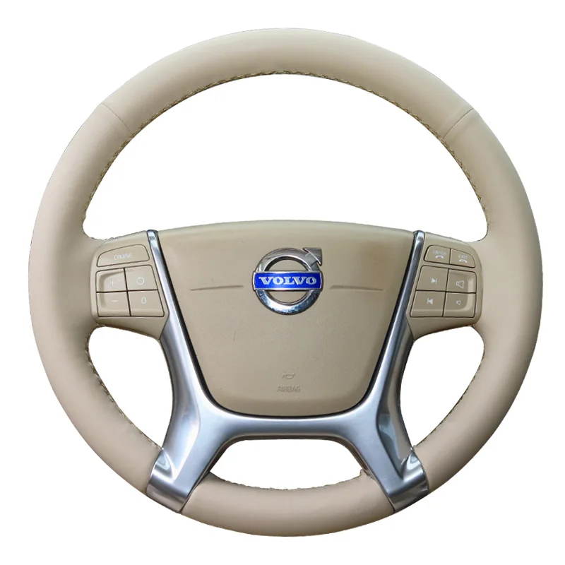 

Для Volvo XC60 V40 V60 прошитый вручную бежевый нескользящий чехол на руль автомобиля из натуральной кожи автозапчасти