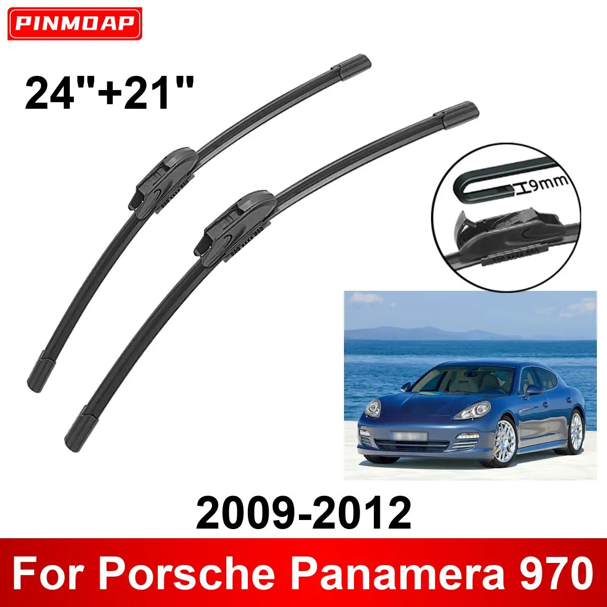 Autowischer für Porsche Panamera 970 2009–2012, 24 Zoll + 21 Zoll, vorne und hinten, Wischerblätter, Bürsten, Schneider, Zubehör, 2009 2010 2011 2012