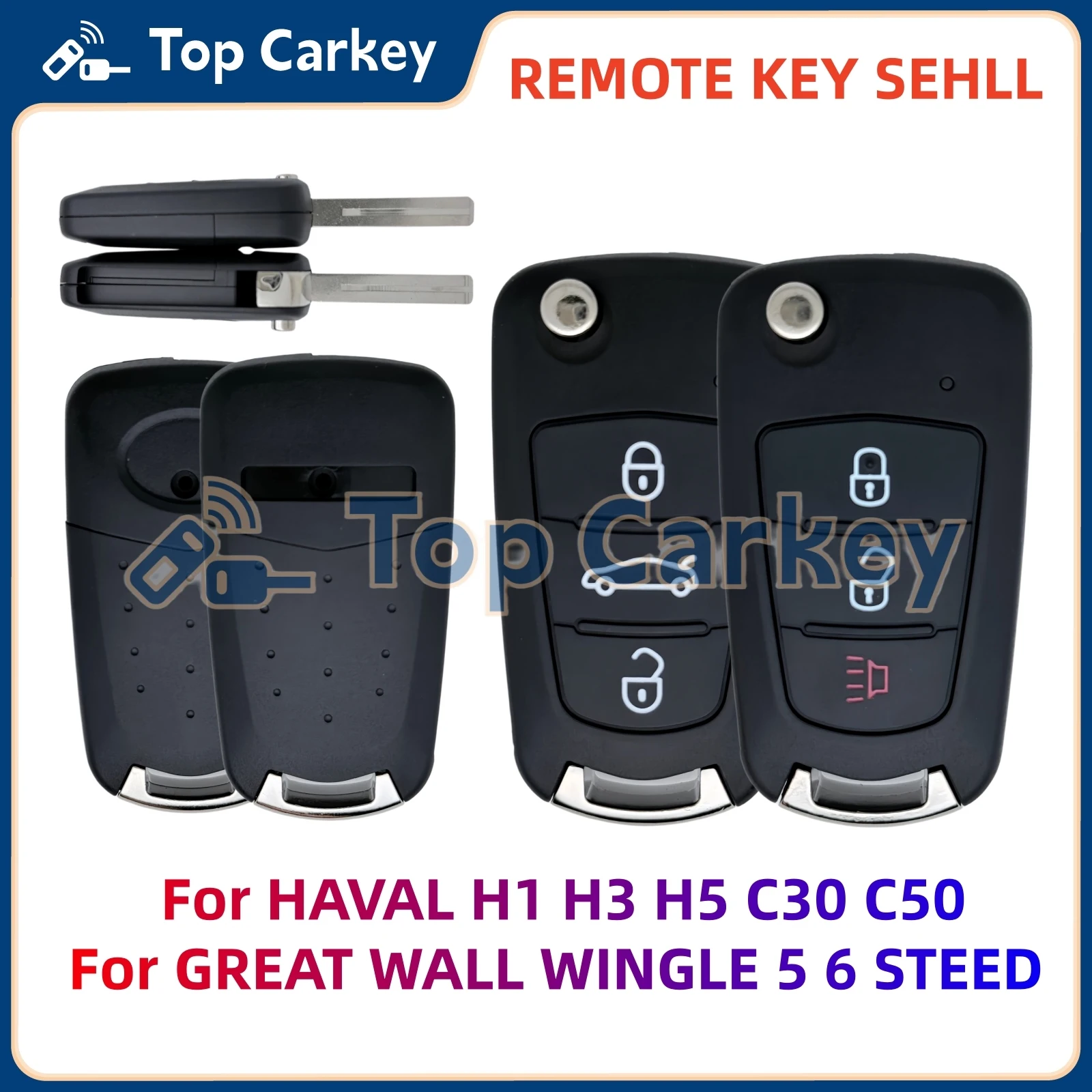 

TopCarkey Replacement Car Key Fob Shell Case Housing for HAVAL H1 H3 H5 C30 C50 for GREAT WALL GWM WINGLE 5 6 STEED