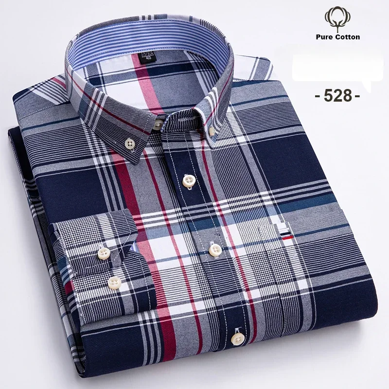 Fashion over size 7XL long-sleeve shirts for men 100%cotton Oxford slim fit plain shirt soft casual elegants designer clothes