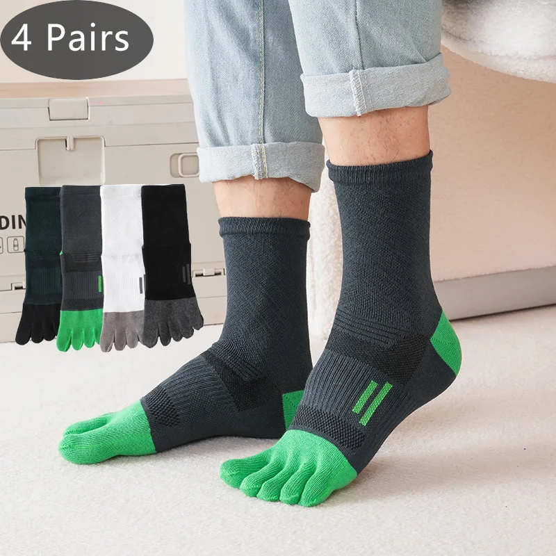 1/4 Pairs Sport Toe Socks Man Compression Cotton Sweat-Absorbing Young Anti-Bacterial Breathable Warm Five Finger Short Socks