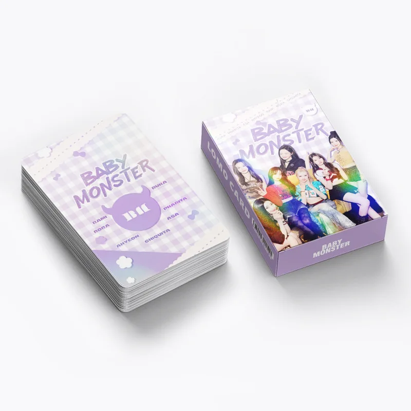 60 doppelseitige Laserkarten BABYMONSTER Lernkarten Grußkarten und LOMO Star Support Fotokarten auf Lager