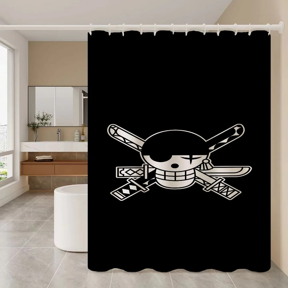 Curtains for Bathroom Shower Curtain Anime Pirate Flag Accessories Bath Waterproof Fabric Set the Anti-mold Opaque Washable Home