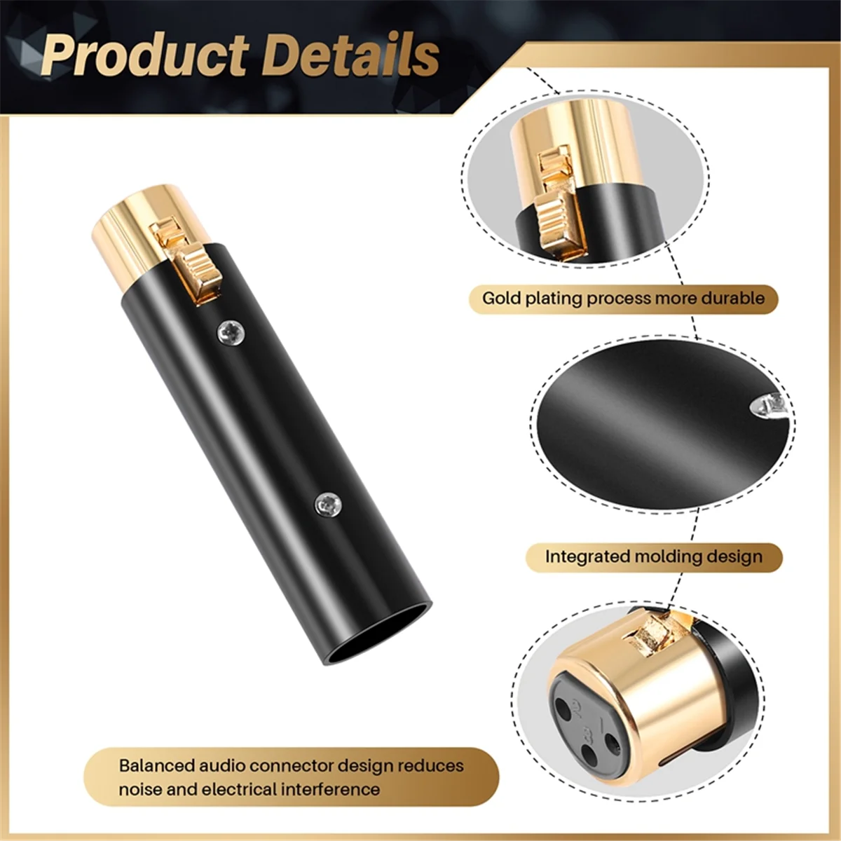 A62X XLR 3 دبوس أنثى إلى XLR 3 دبوس ذكر محول، واجهات الصوت، لكابل ميكروفون ستيريو