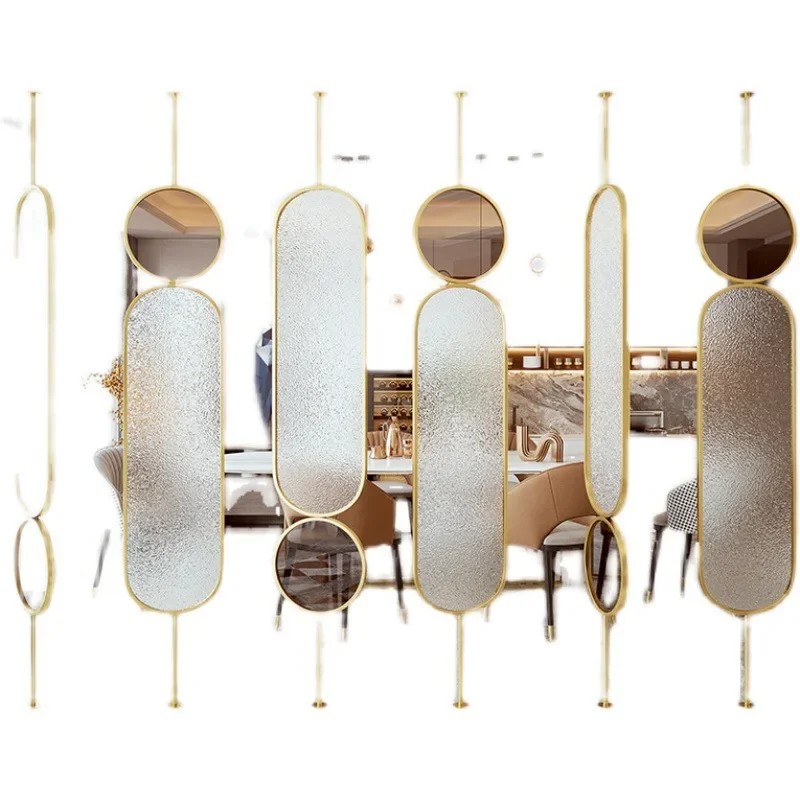 Light luxury metal screen glass partition modern living room partition occlusion
