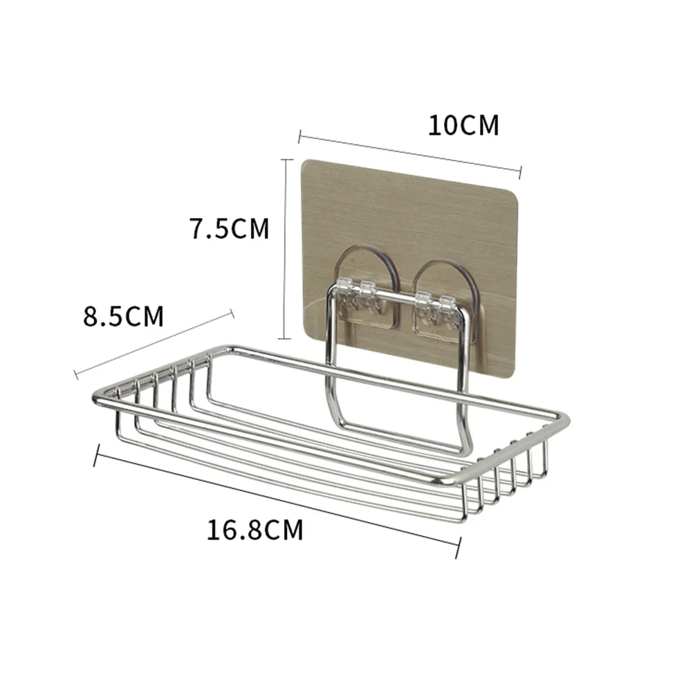 

Dish Holder Stainless Steel Wall Mounted Soap Tray For Kitchen Bathroom Storage Rack Drainable Sponge Organizer Soap