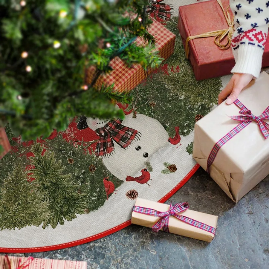 كاردينالز سيدار ثلج مع وشاح تنورة شجرة عيد الميلاد لعيد الميلاد الشتاء عطلة حفلة الديكور الداخلي والخارجي 36 بوصة فريدة من نوعها #2