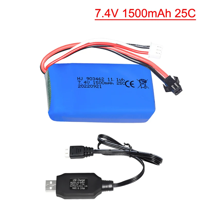 7.4V 1500mAh 2S Li-po Battery for Q39 Wltoys 144001 A959-B A969-B A979-B K929-B RC Car Parts 903462 7.4v Battery 1pcs to 2pcs