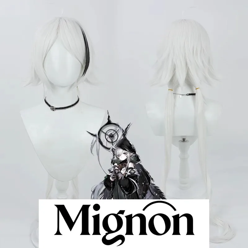 

Парик для косплея Arknights Tomimi, чистая белая кепка для кожи головы, черный градиент, 5-звездочный ролик