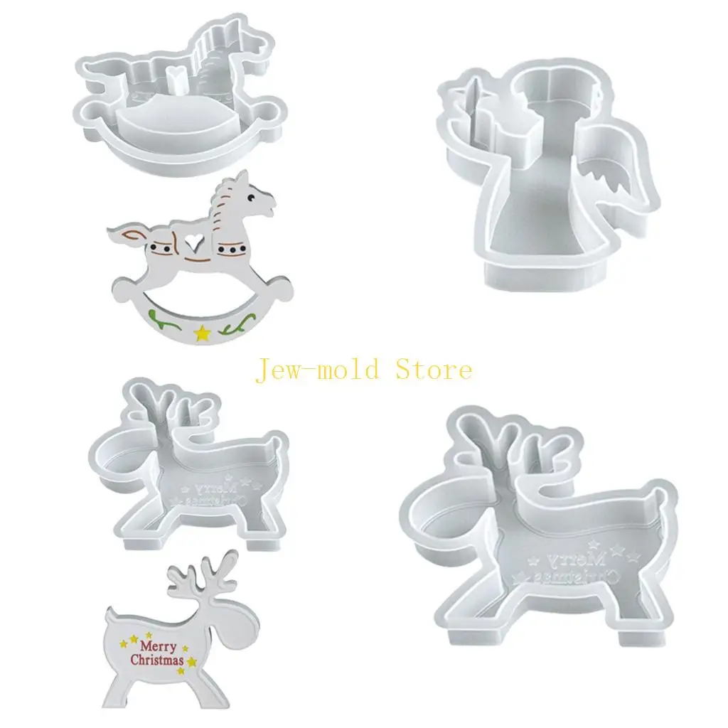 

C71B силиконовая форма с антипригарным покрытием, формы для рождественских тематических фигурок, идеально подходящие для мыла в