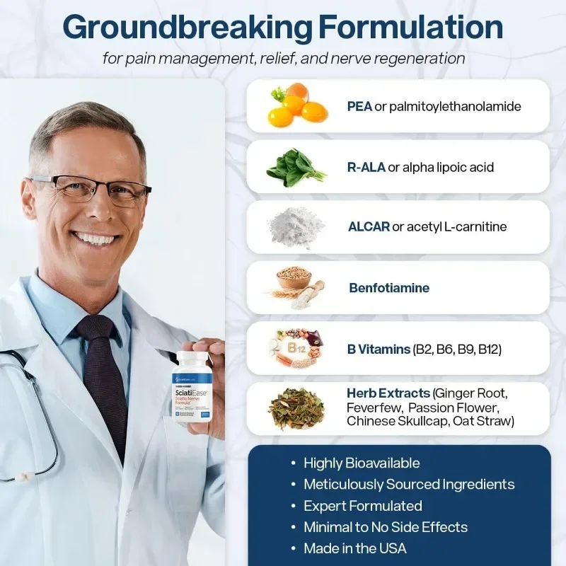 تركيبة تسهل العصب الوركي - تقلل من الانزعاج العصبي وآلام المفاصل، ومضادة للالتهابات، والحفاظ على صحة العصب، وزيادة القدرة على التحمل