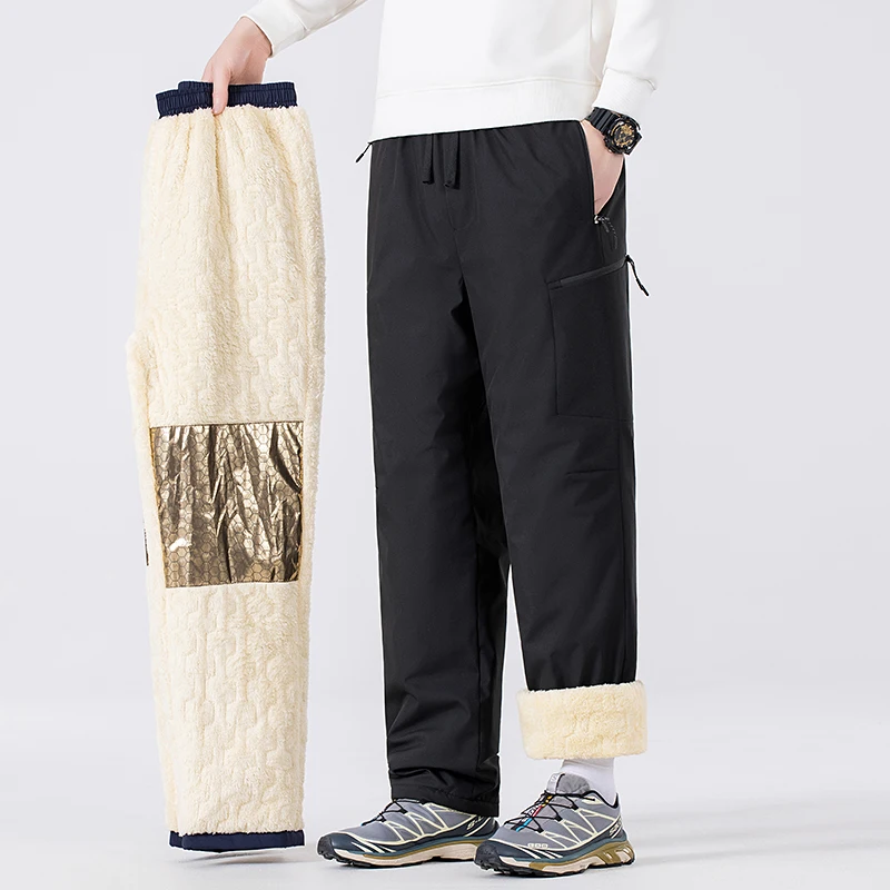 

Мужские повседневные брюки прямого кроя из плотной ткани, теплые зимние штаны с завязками, модные городские стильные брюки