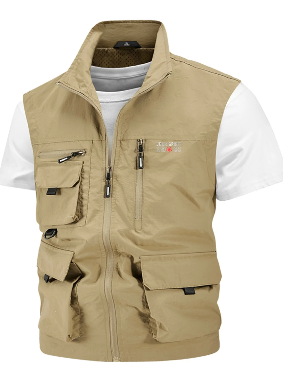 

New Faionable Double-Sided Men's Vest Autumn Winter Outdoor Thiened Fce Warm Multi-ket Workwear Utili Jaet