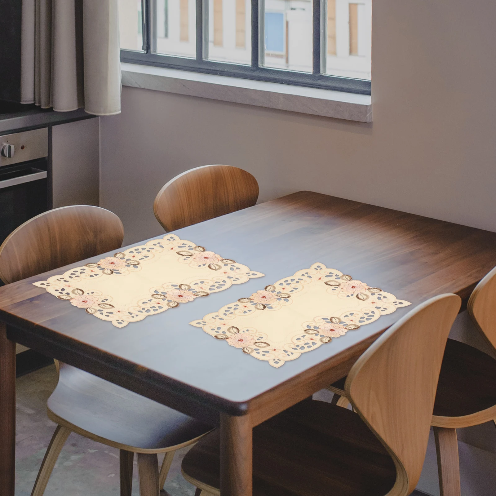 Mats Embroidered Placemat Rustic Decor Placemats for Dining Table Household Polyester