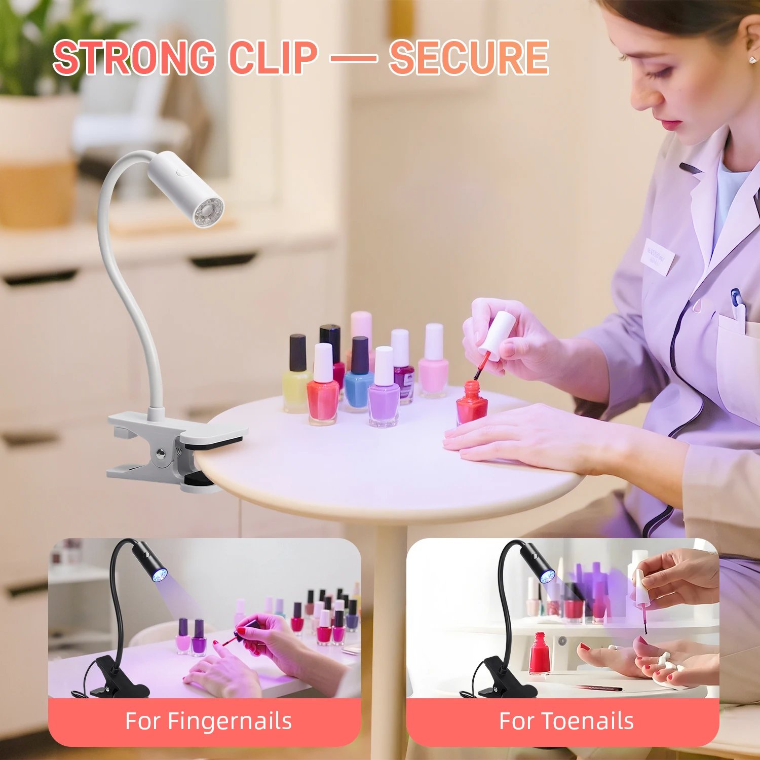 Lampade per unghie a LED Lampada a collo di cigno flessibile da 3 W Asciugatrice per manicure per unghie ad asciugatura rapida Lampada polimerizzante per smalto gel per unghie in gel