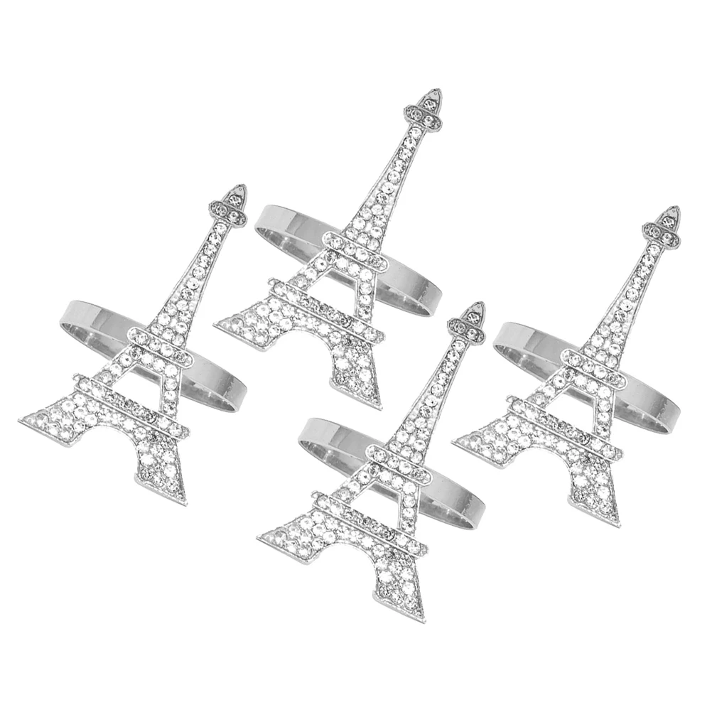 

4pcs Alloy Napkin Rings Decorative Serviette Buckles Reusable Party Hotel Restaurant Napkin Accessories Wear-Resistant Banquet