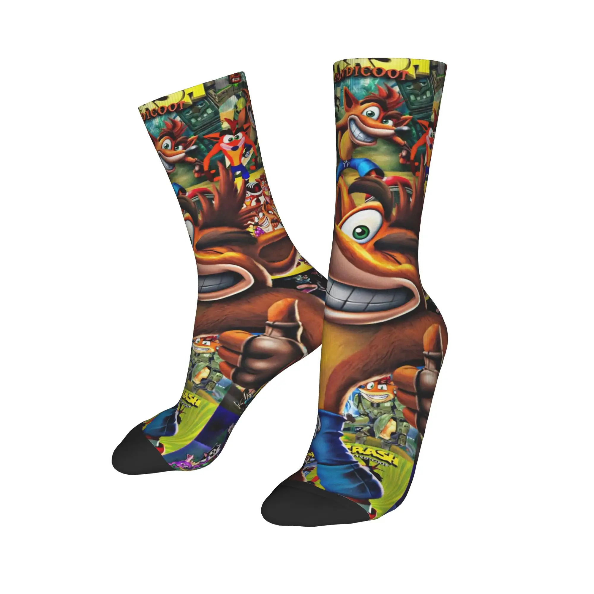Носки Crashs Bandicoots, модные чулки, осенние нескользящие мужские носки, высококачественные дизайнерские уличные носки
