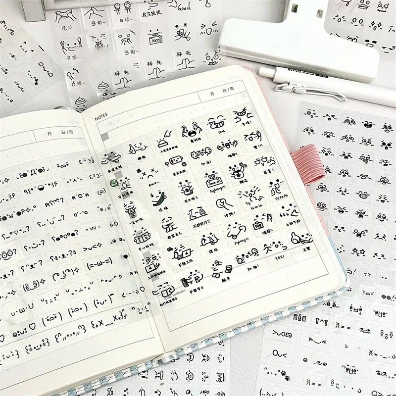 10 قطعة ملصقات التعبير مضحك جديد لطيف التعبيرات ملصقات مجلة ملصق مزخرفة PET شفافة الكرتون مقاوم للماء المقرب #2