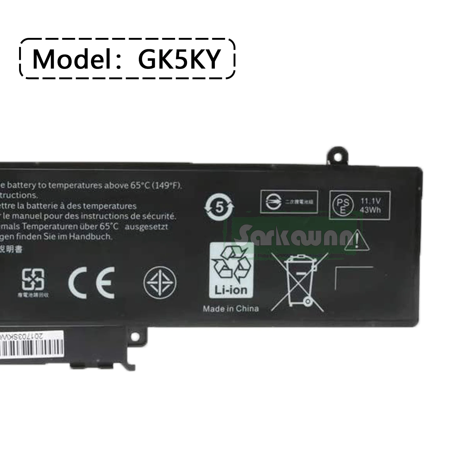 SARKAWNN 3 celdas GK5KY batería para portátil Dell Inspiron 13 7347 Convertible 13,3 pulgadas