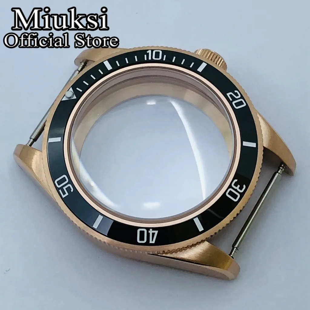 Miuksi 39mm rose gold sterile watch case domed sapphire glass fit NH35 NH36 NH34 ETA2824 2836 movement