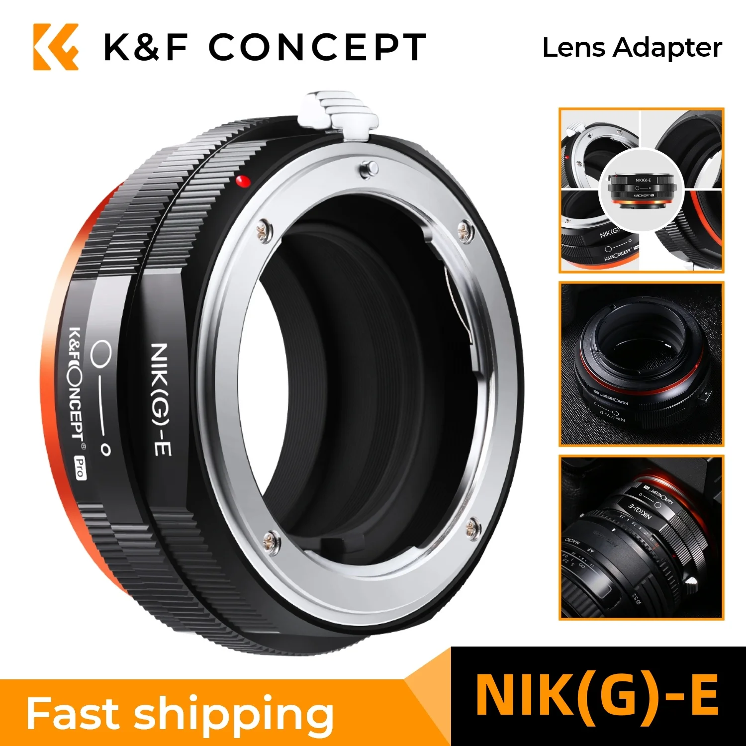 K&F CONCEPT Camera Lens Mount Adapter for Nikon F AI Mount G Type Lens to Sony E Series Mount Camera with Aperture Control Ring