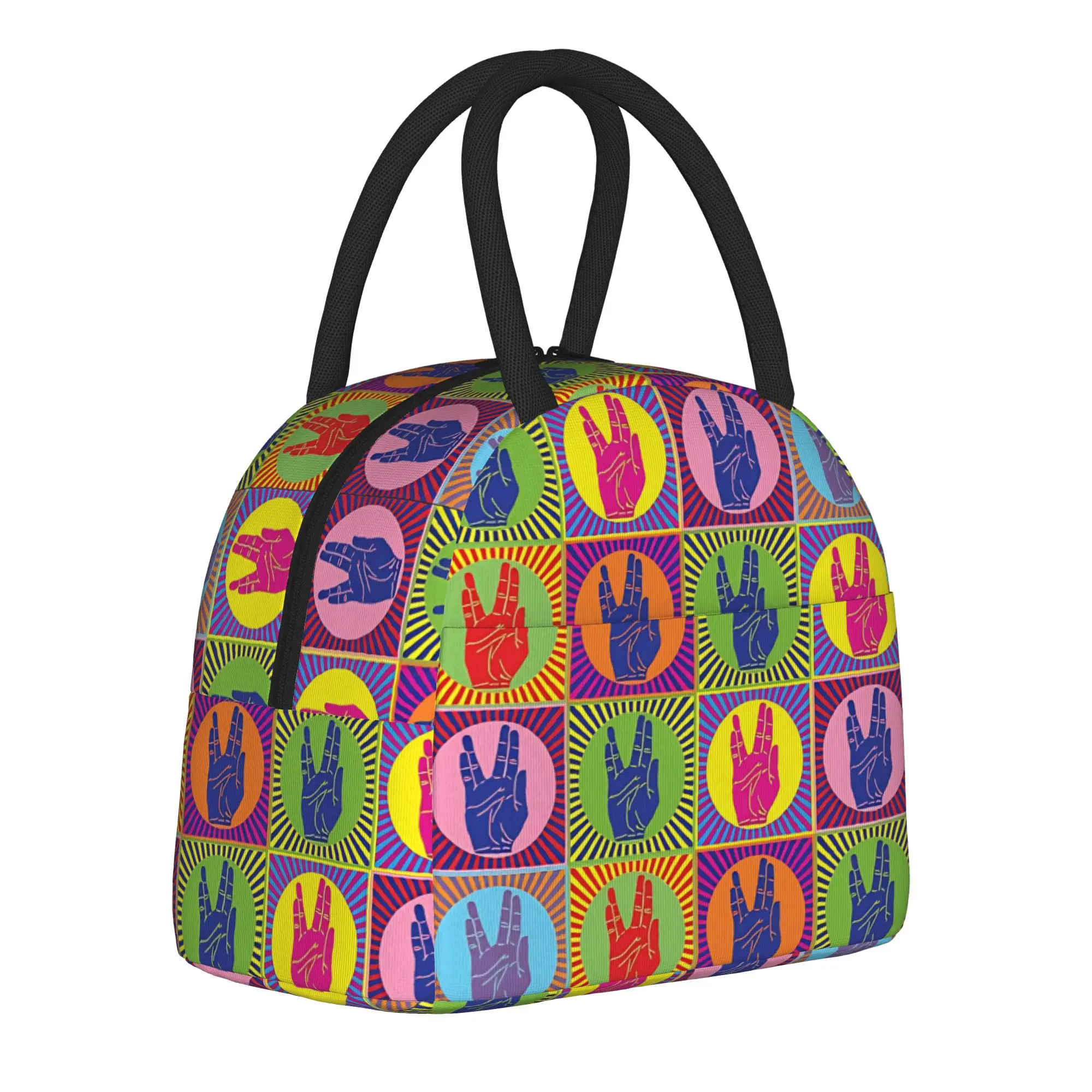 Stars Treks Spock Hand Pop Art Insulated Lunch Bag Cooler Bag Reusable,Meal Container Portable Tote Lunch Box Food Bag