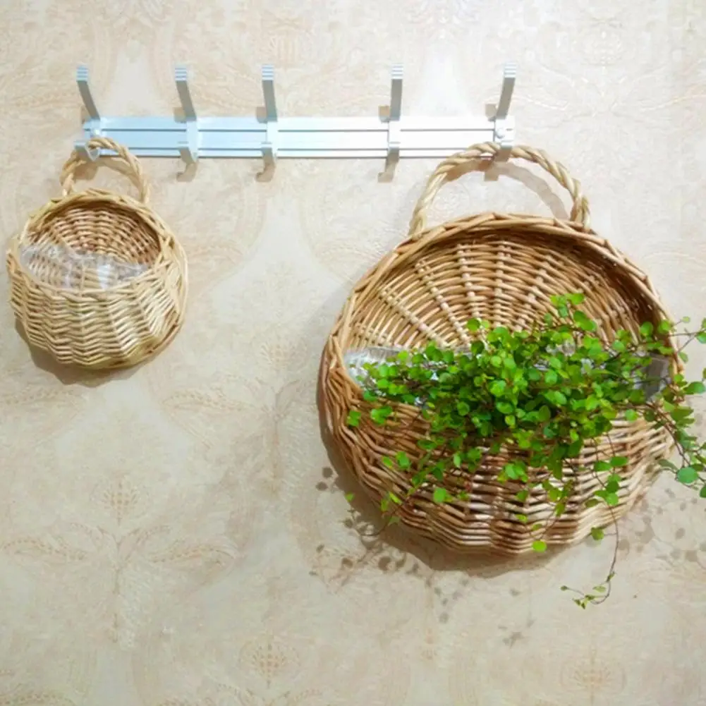 1 Set Multifunctional Flower Basket  Decorative Rattan Flower Planter  Wall Fence Hanging Pot Plants Holder