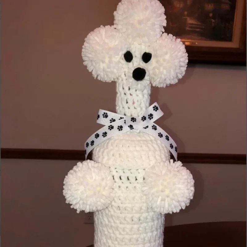 DIY Ręcznie tkany zestaw kubków dla psa z kreskówek Dekoracja butelki czerwonego wina Zestaw antypoślizgowy Wakacyjne dekoracyjne ozdoby na biurko