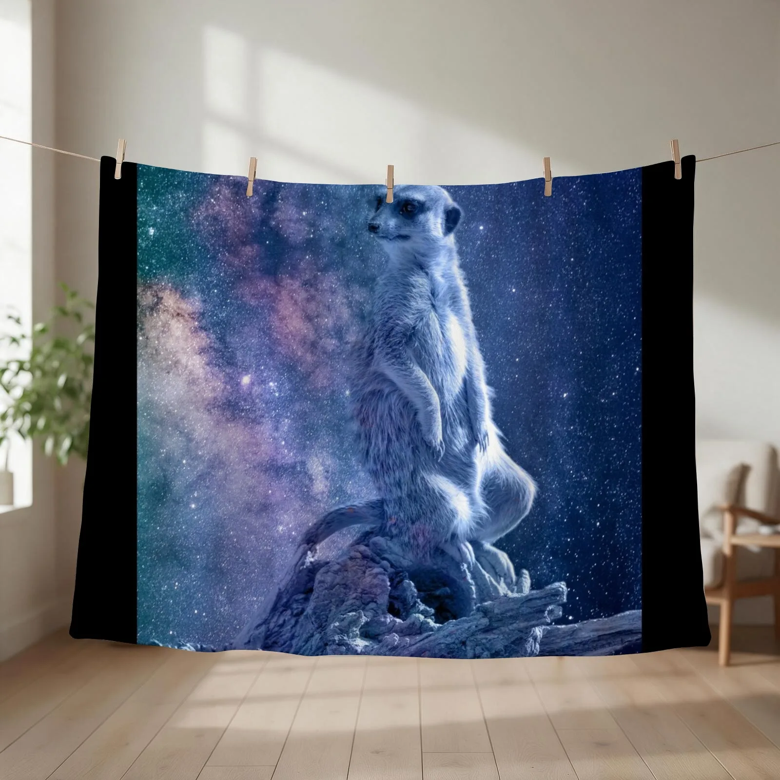 Smooth Space Meerkat Throw Blanket couch cozy soft plush fuzzy picnic outdoor blanket