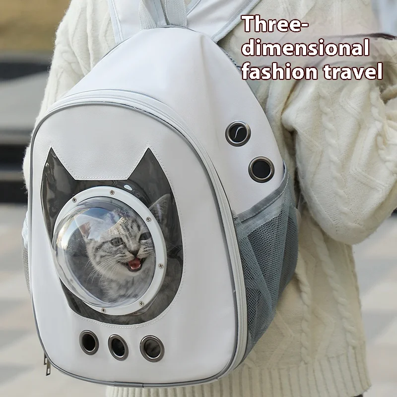 Mochila para mascotas Space Capsule 360 ° Ver/malla transpirable/correa de seguridad portador para gatos/portador para perros burbuja transparente