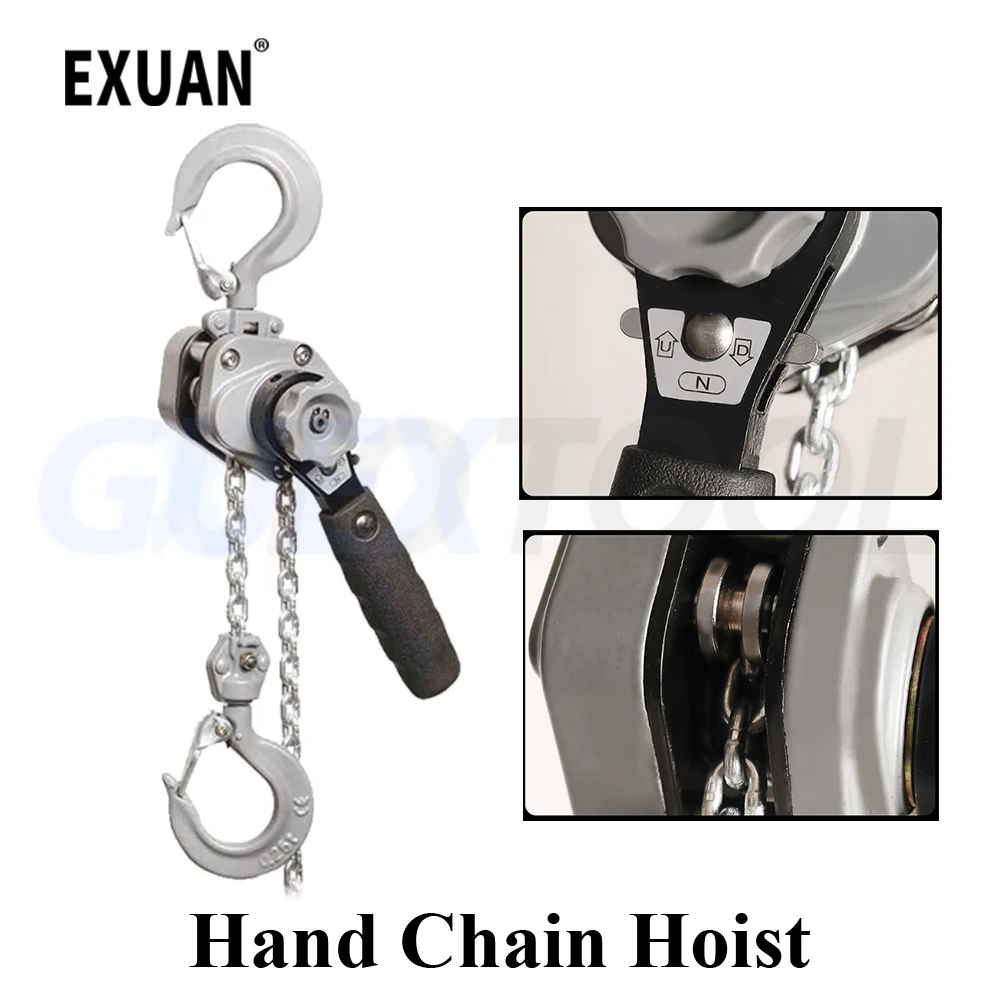 0.75T 풀링 렌치 호이스트 수동 리프팅 체인 호이스트, 핸드 체인 후크, 휴대용 레버 블록, 반전 체인 호이스트 조임기 미니 알루미늄 합금 손잡이 조롱박, 소형 휴대용 견인, 긴선 전력 마이크로 장착기