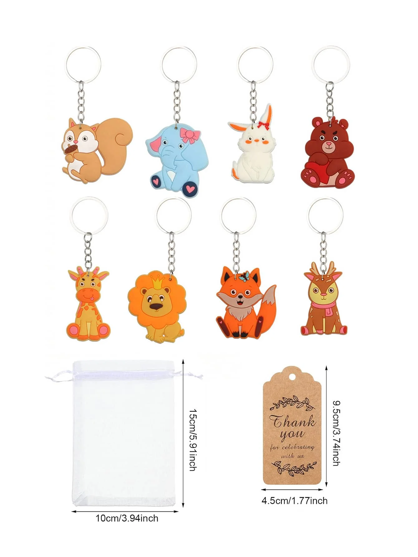 1/8/16sets Jungle Animal Themed Keychains Set of Perfect for VBS Summer Bible School Baby Showers Back-to-School Gifts Birthd
