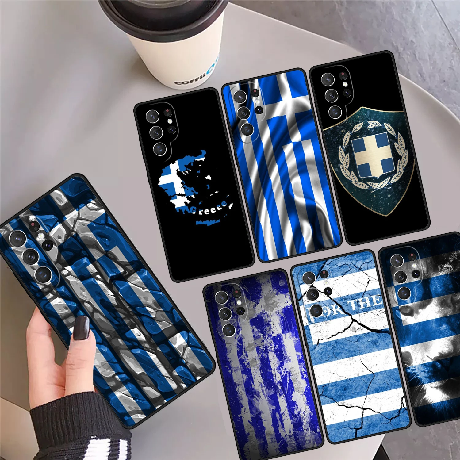 Greece Greek Flag Phone Case Cover Coque For Samsung Galaxy S24 Ultra 23 S22 Plus S21 FE S20 S8 S9 S10 Note 10 Pro Note 20 Ultra