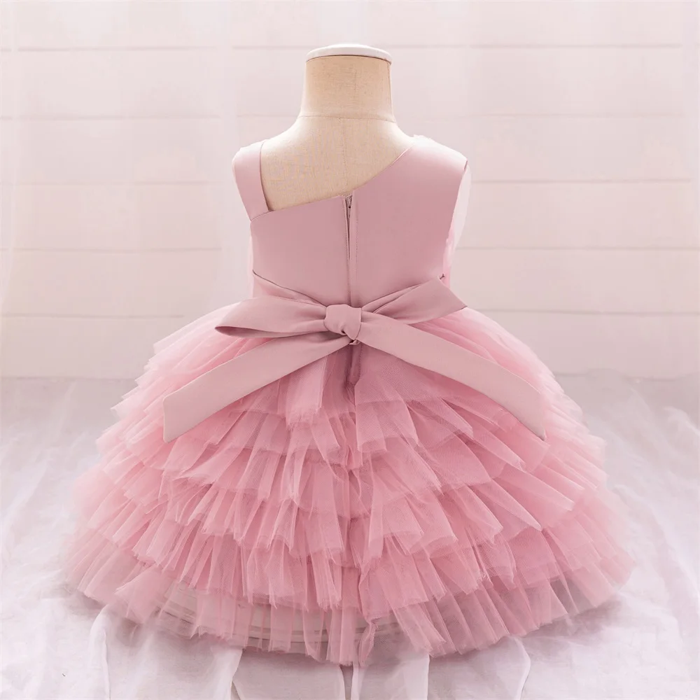 Elegantes lila Blumen-Hochzeits-Prinzessin-Kleid für Mädchen, Baby, Vintage-Spitze, Geburtstagskleid, Kleinkind, Mädchen, Schleife, Sommermode, Kleider – Detail 10